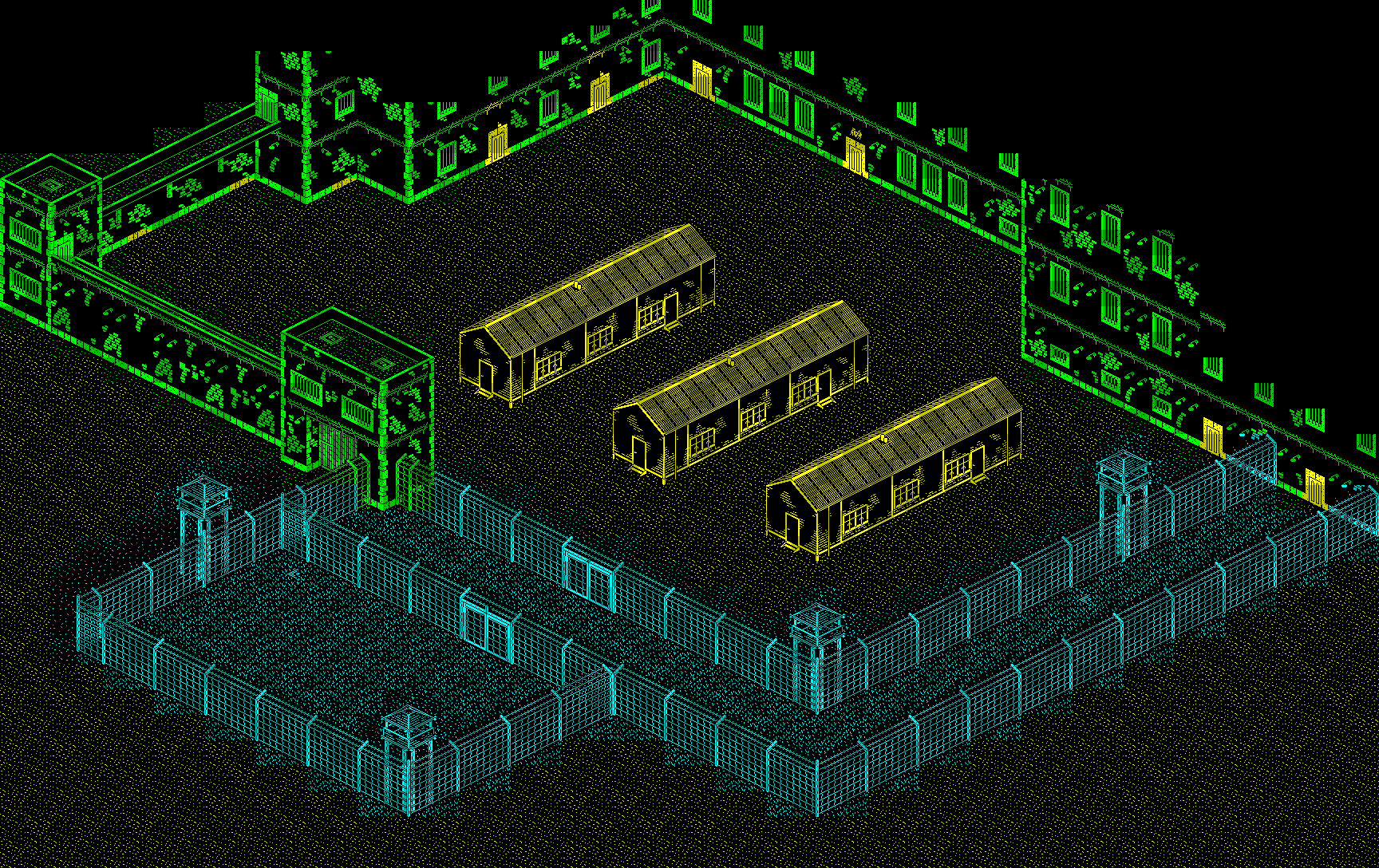 Game's exterior map backdrop with super-tiles overlaid