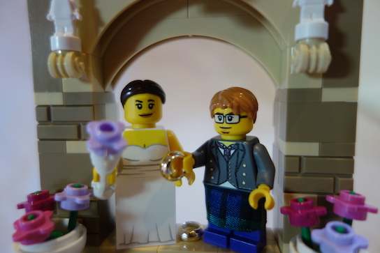 LEGO wedding arch closeup.